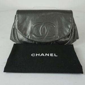 Chanel half moon metallic wallet on a chain